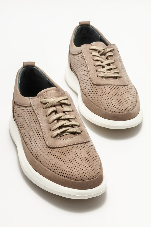 Bej deri erkek günlük ayakkabı, günlük kullanım için - Elle Shoes