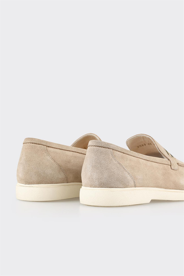 Bej deri erkek loafer, rahat kullanım için - Elle Shoes