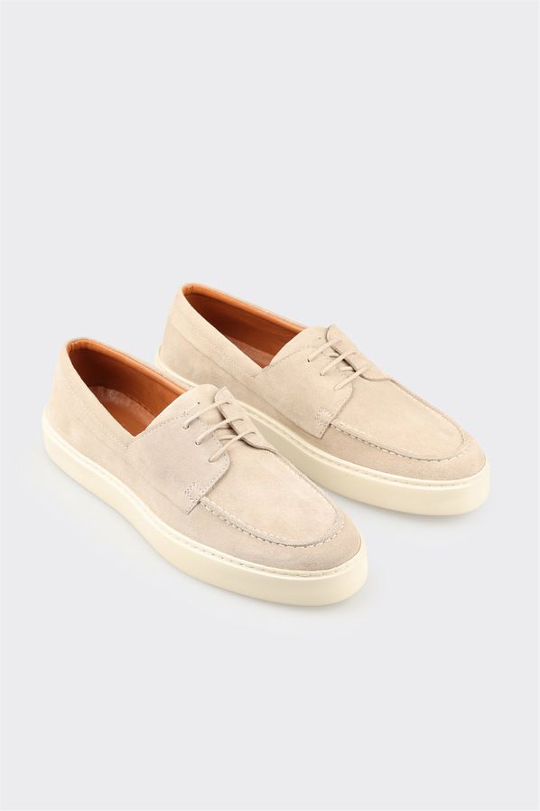 Bej deri erkek günlük ayakkabı, günlük kullanım için - Elle Shoes