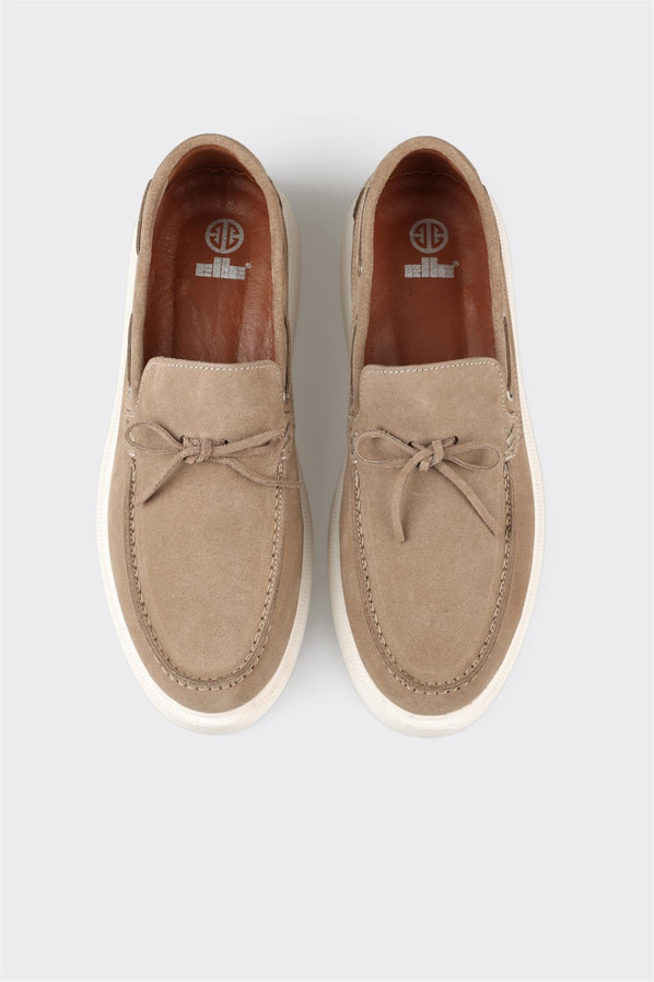 Bej Deri Erkek Günlük Ayakkabı