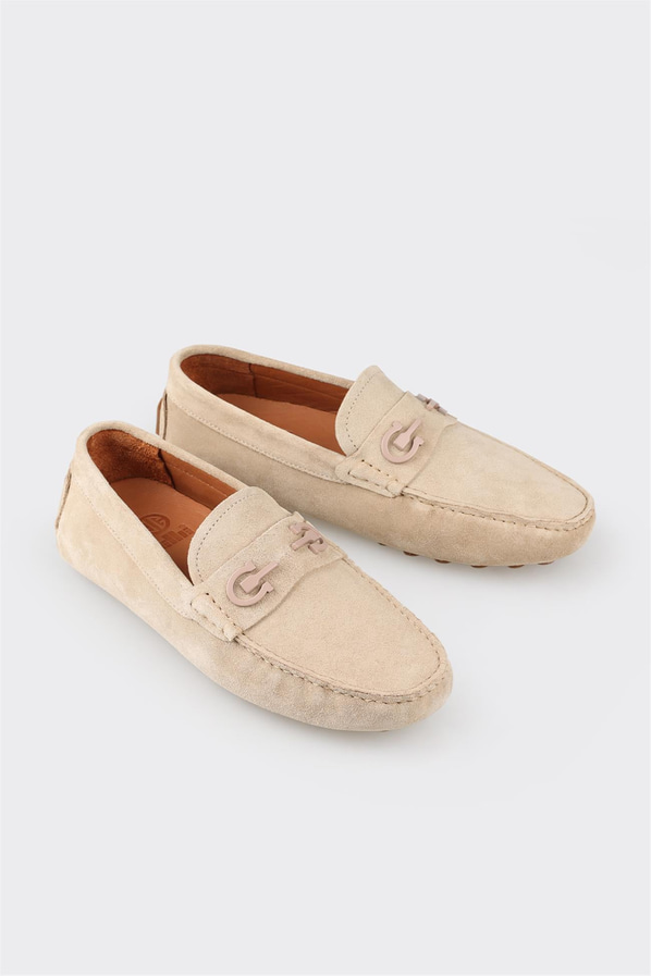 Bej deri erkek günlük ayakkabı, günlük kullanım için - Elle Shoes
