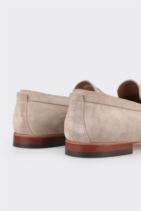 Bej deri erkek loafer, günlük kullanım için - Elle Shoes