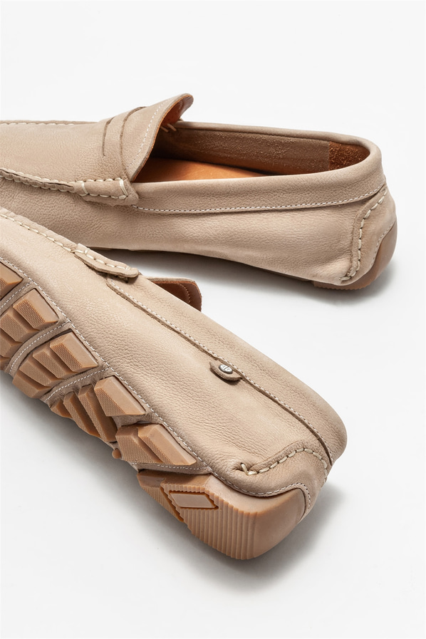 Bej deri erkek günlük ayakkabı, günlük kullanım için - Elle Shoes