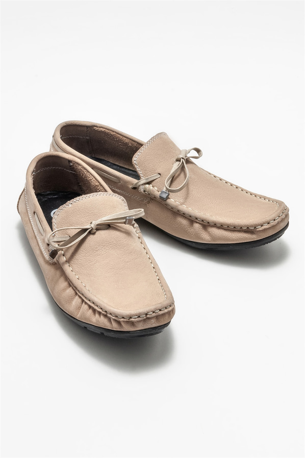 Bej deri erkek günlük ayakkabı, günlük kullanım için - Elle Shoes