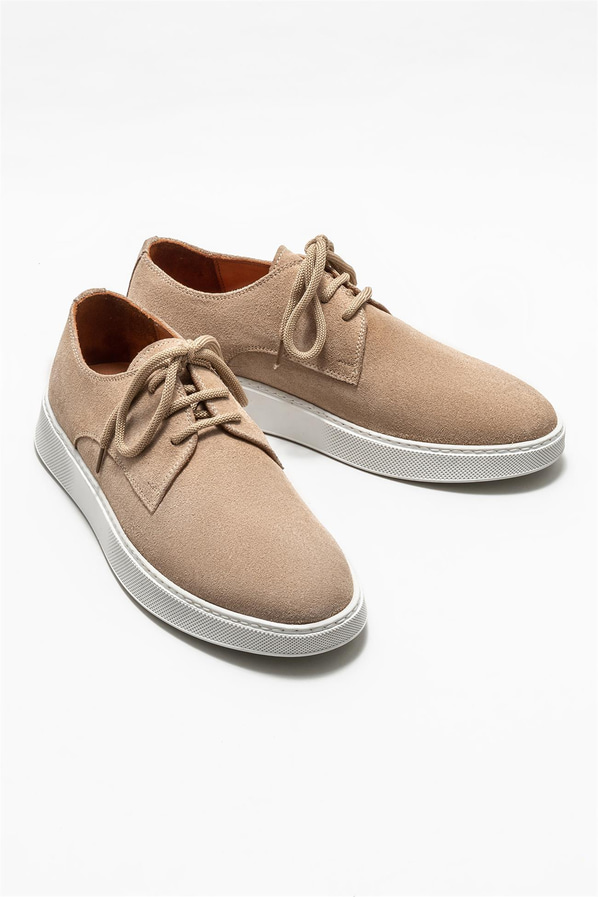 Bej deri erkek günlük ayakkabı, günlük kullanım için - Elle Shoes