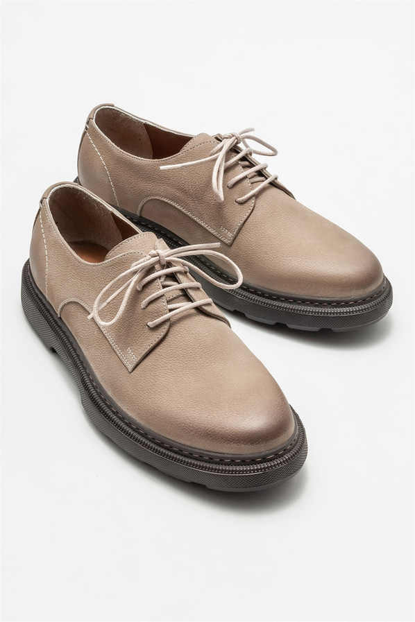 Bej deri erkek günlük ayakkabı, günlük kullanım için - Elle Shoes