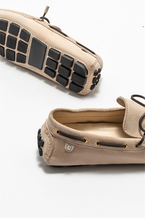 Bej deri erkek günlük ayakkabı, günlük kullanım için - Elle Shoes