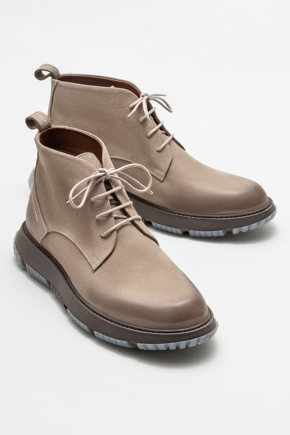 Bej deri erkek günlük bot, günlük kullanım için - Elle Shoes