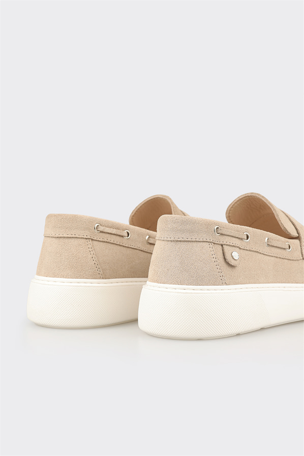 Bej deri erkek loafer, günlük kullanım için - Elle Shoes