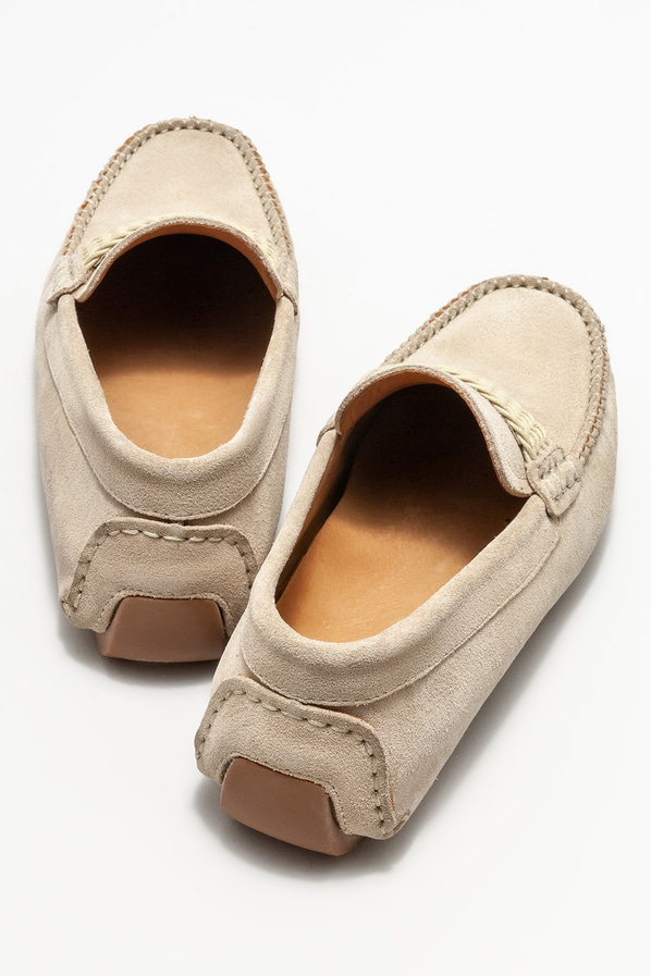 Bej deri erkek loafer, günlük kullanım için - Elle Shoes