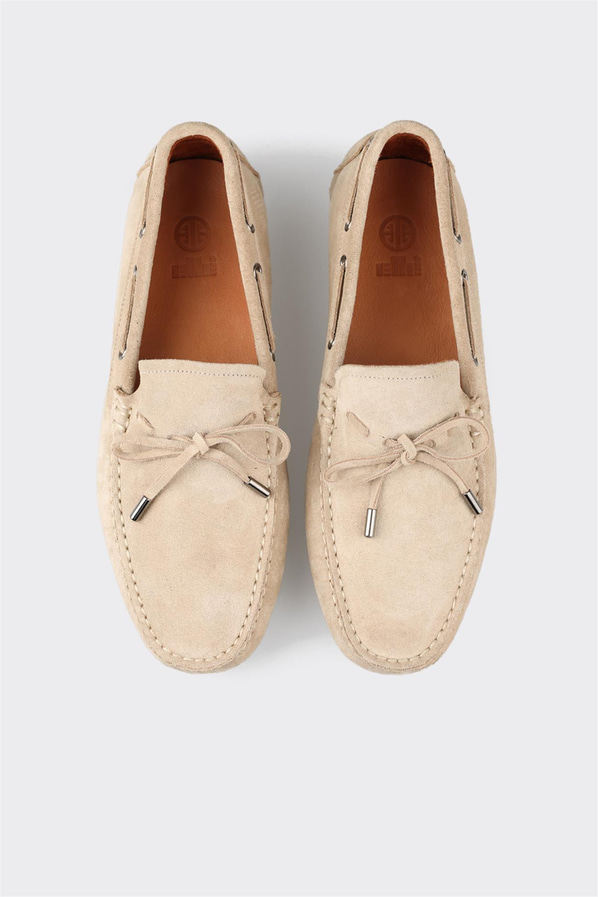 Bej deri erkek loafer - Elle Shoes