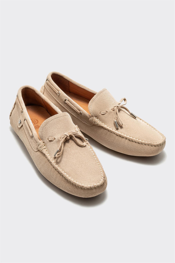 Bej deri erkek loafer - Elle Shoes