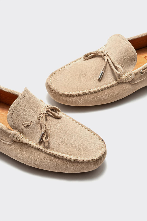 Bej deri erkek loafer - Elle Shoes
