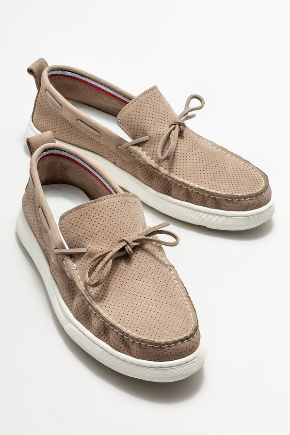 Bej Deri Erkek Loafer