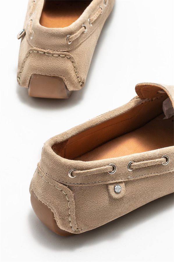 Bej deri erkek loafer - Elle Shoes