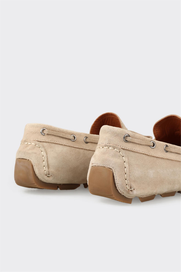 Bej deri erkek loafer - Elle Shoes