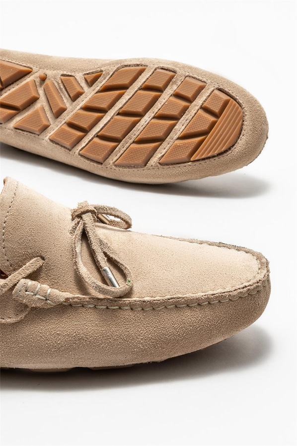 Bej deri erkek loafer - Elle Shoes