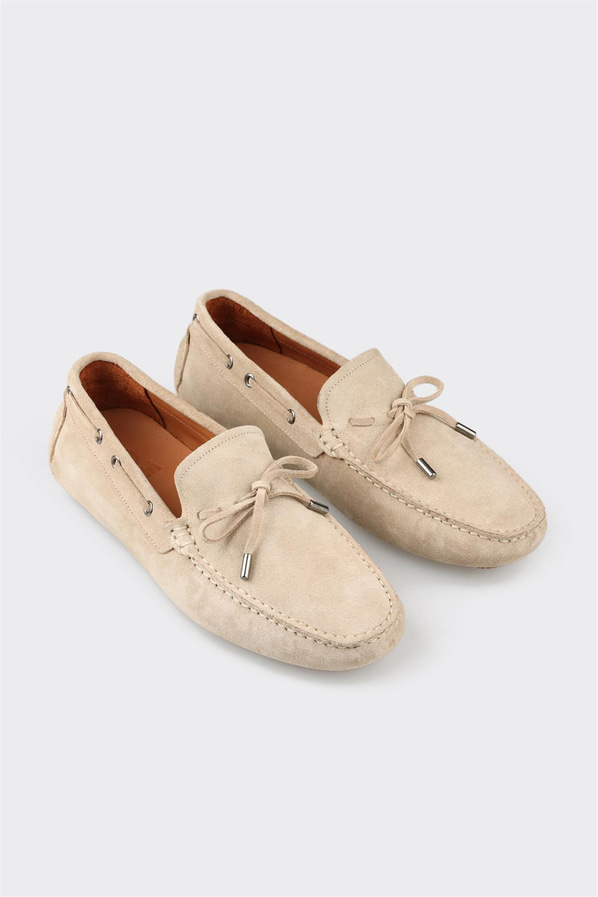 Bej deri erkek loafer - Elle Shoes