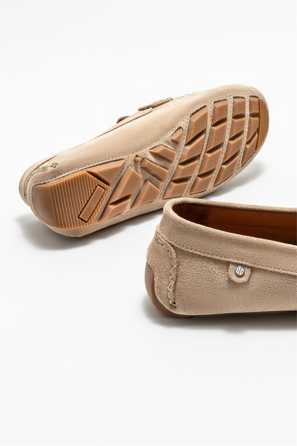 Bej deri erkek loafer - Elle Shoes