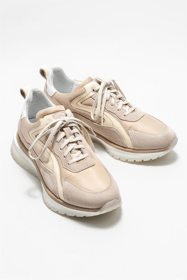 Bej deri erkek spor ayakkabı - Elle Shoes