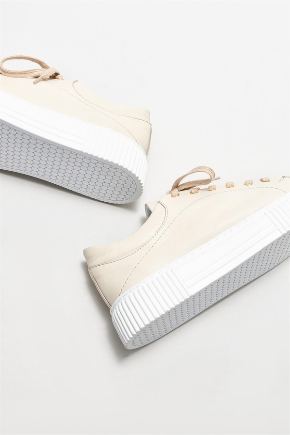 Bej deri erkek spor ayakkabı - Elle Shoes