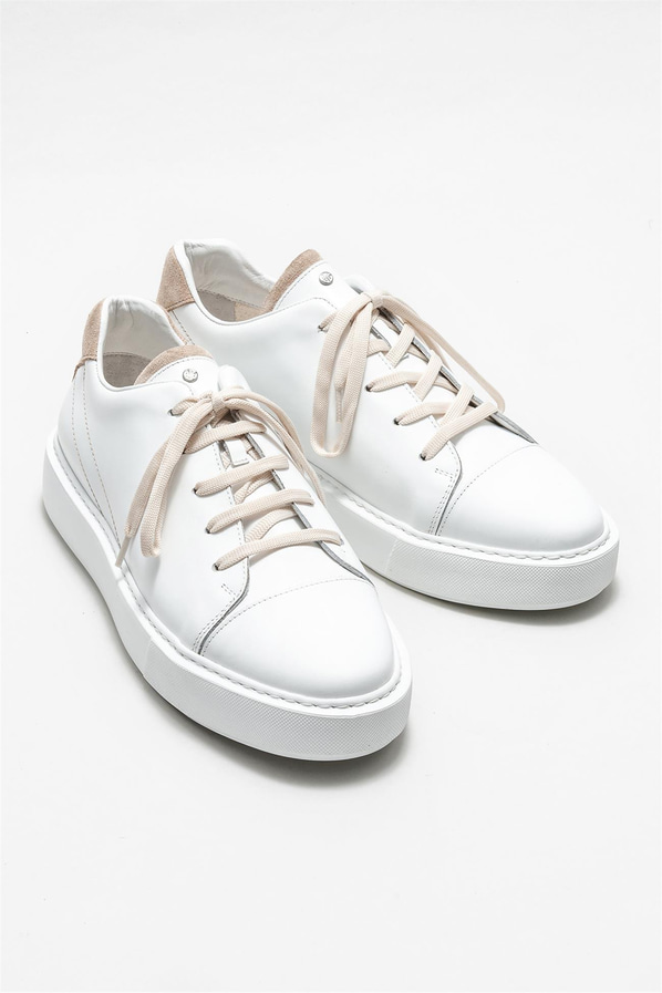 Bej deri erkek spor ayakkabı - Elle Shoes