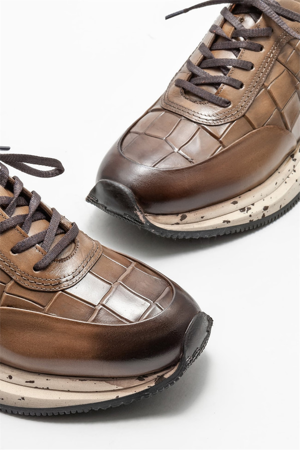 Bej deri erkek spor ayakkabı - Elle Shoes
