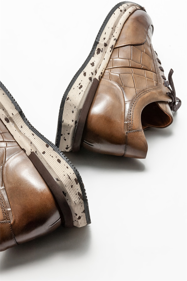 Bej deri erkek spor ayakkabı - Elle Shoes