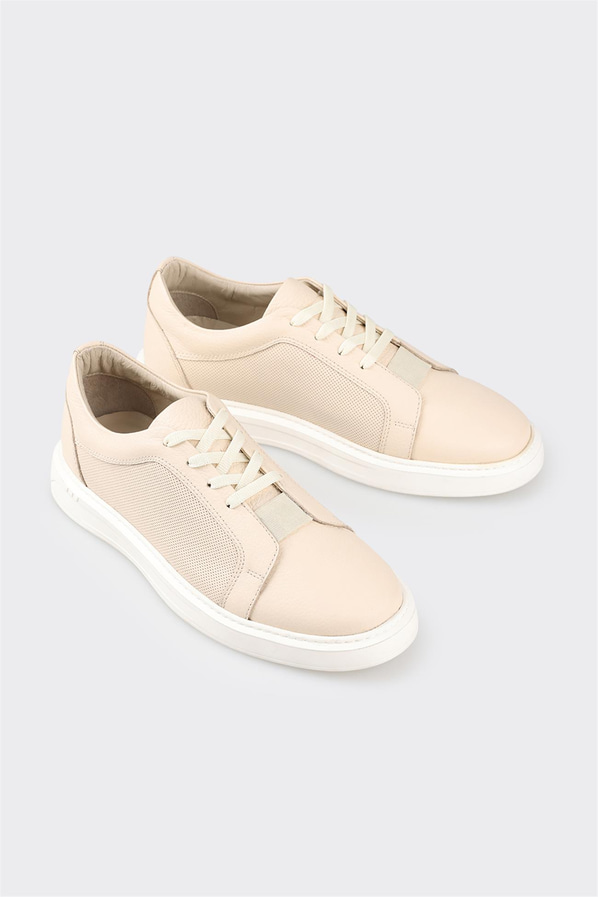Bej deri erkek spor ayakkabı - Elle Shoes