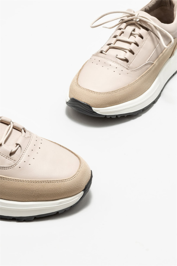 Bej deri erkek spor ayakkabı - Elle Shoes