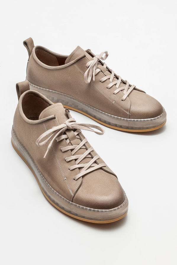Bej deri erkek spor ayakkabı - Elle Shoes