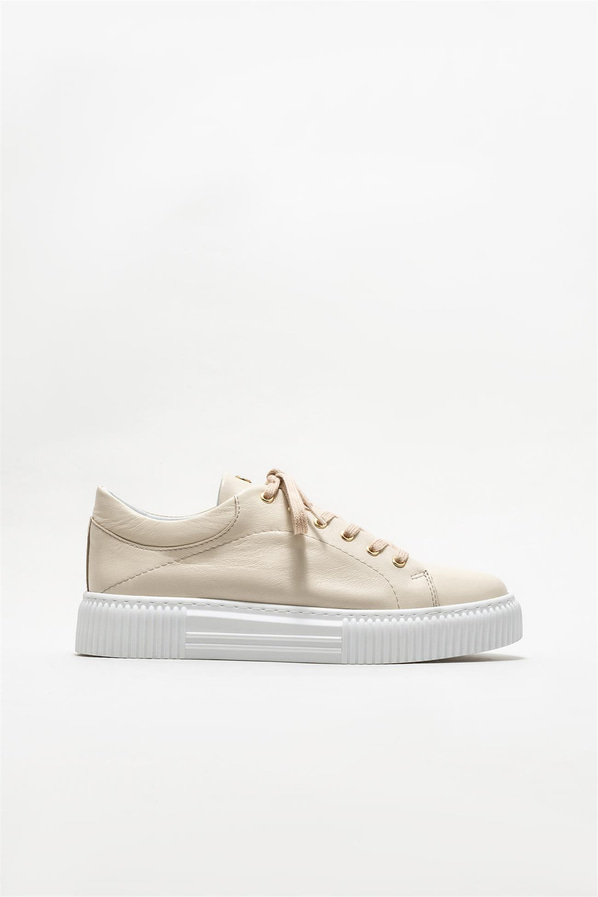 Bej deri erkek spor ayakkabı - Elle Shoes