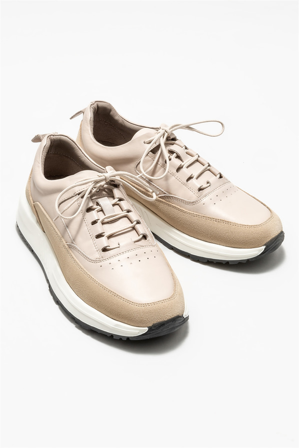 Bej deri erkek spor ayakkabı - Elle Shoes