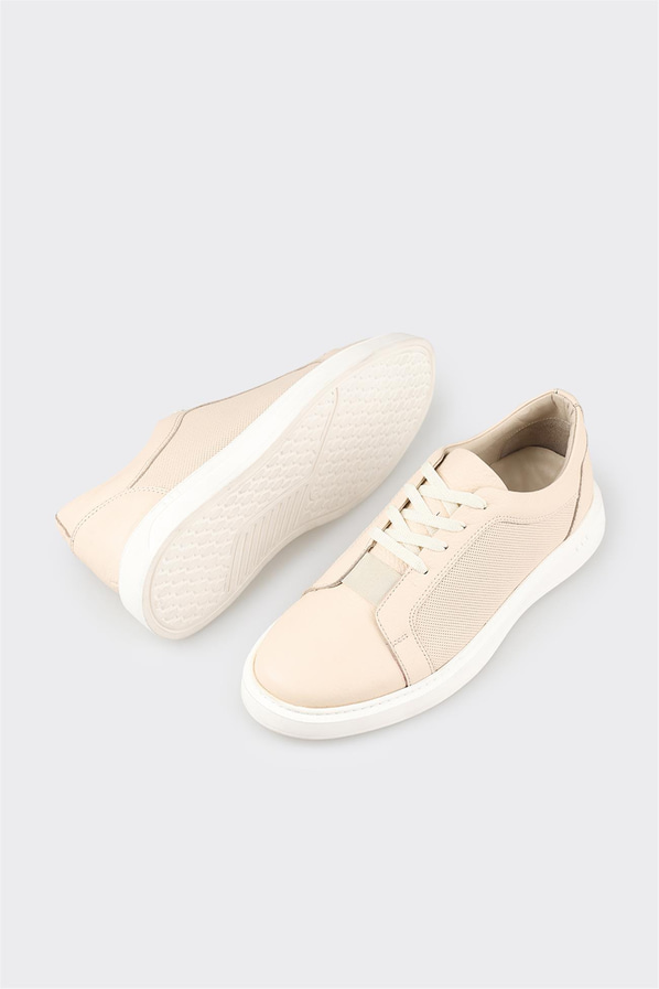 Bej deri erkek spor ayakkabı - Elle Shoes