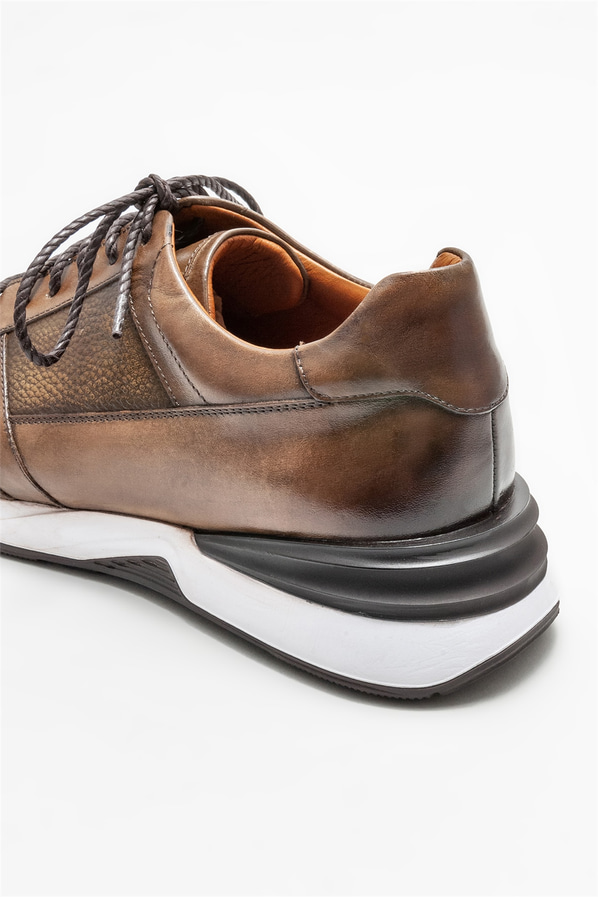 Bej deri erkek spor ayakkabı - Elle Shoes