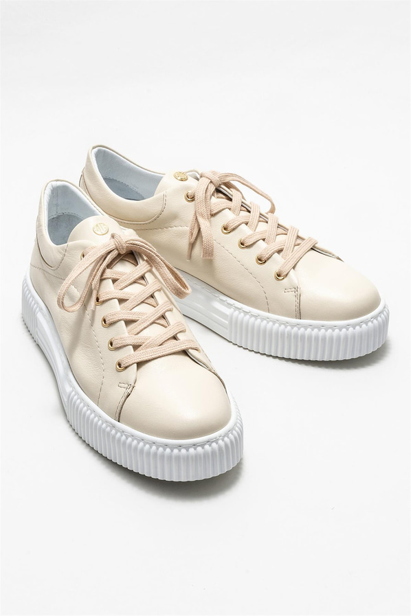 Bej deri erkek spor ayakkabı - Elle Shoes
