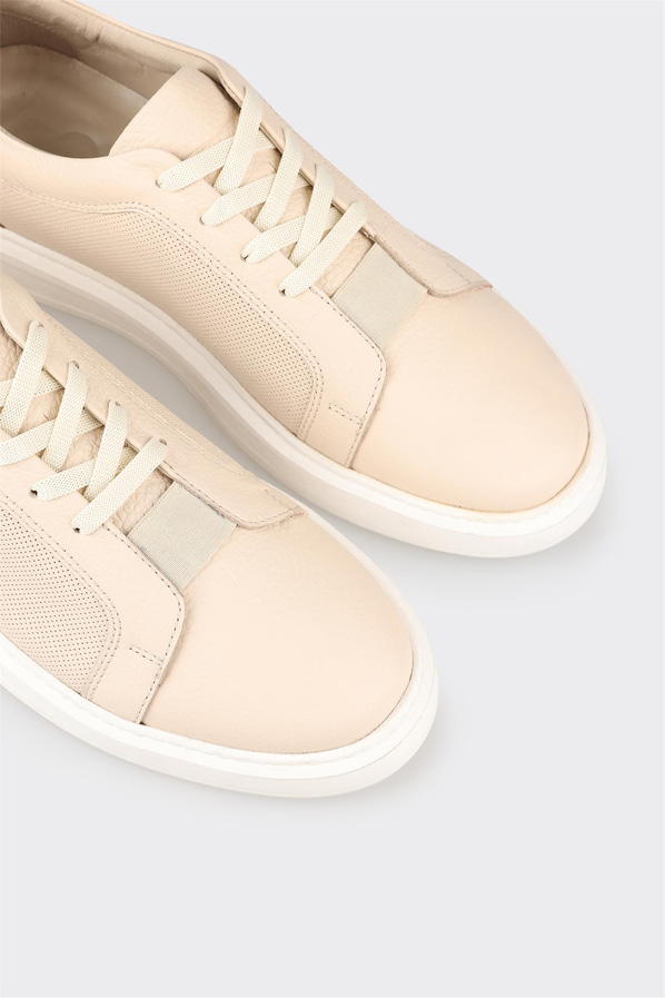 Bej deri erkek spor ayakkabı - Elle Shoes