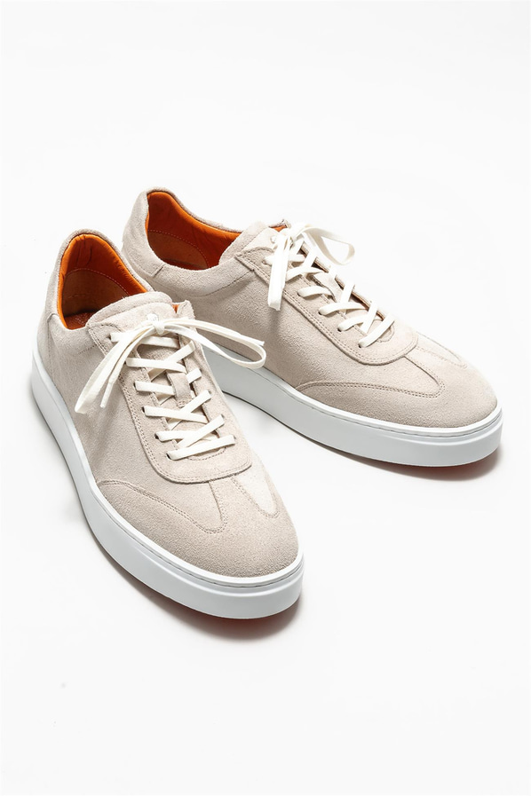 Bej deri erkek spor ayakkabı - Elle Shoes