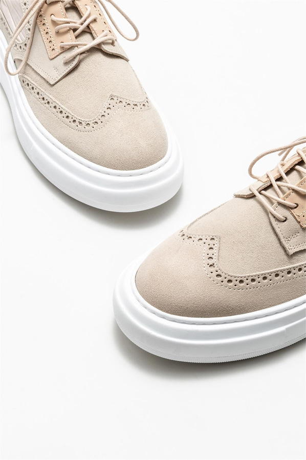 Bej deri erkek spor ayakkabı - Elle Shoes