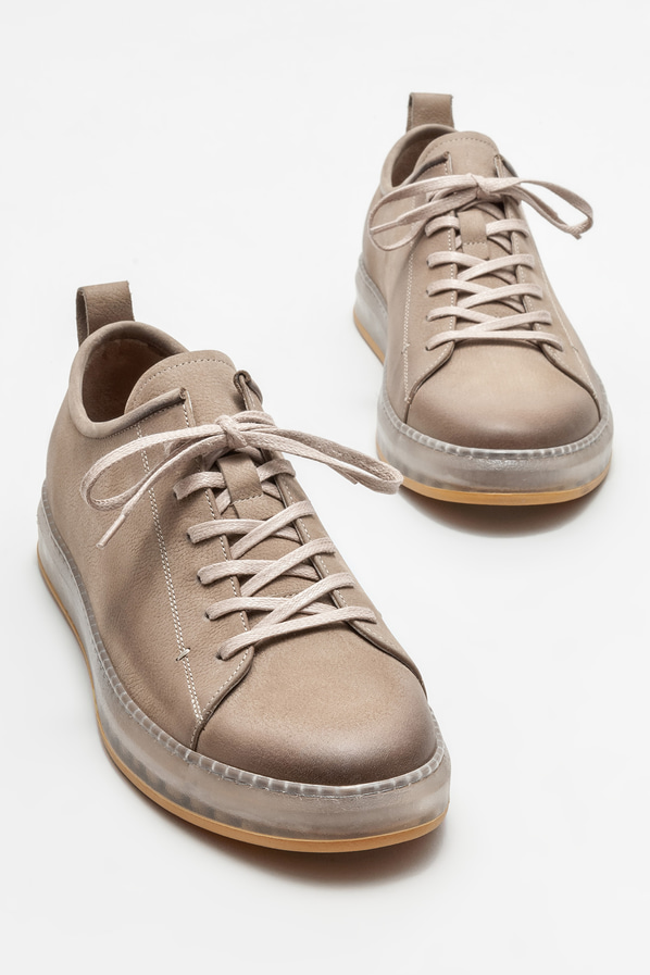 Bej deri erkek spor ayakkabı - Elle Shoes