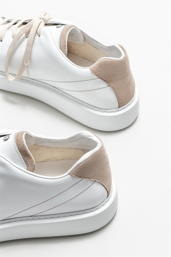 Bej deri erkek spor ayakkabı - Elle Shoes