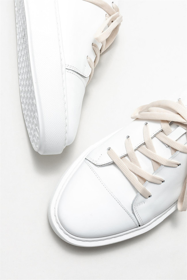 Bej deri erkek spor ayakkabı - Elle Shoes
