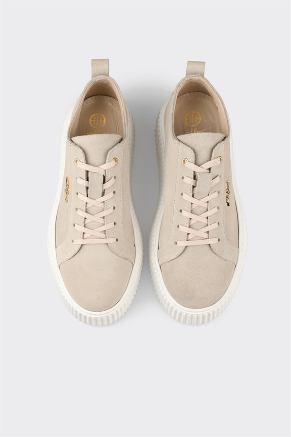Bej deri ve süet erkek spor ayakkabı, rahat kullanım için - Elle Shoes