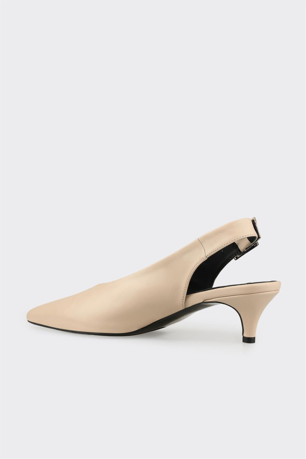 Bej deri kadın topuklu ayakkabı, ofis stili için - Elle Shoes
