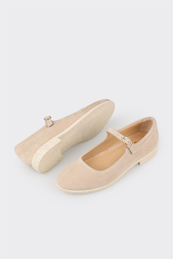 Bej deri kadın babet - Elle Shoes