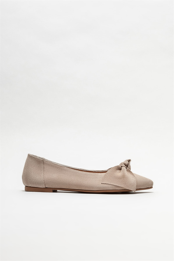 Bej deri kadın babet - Elle Shoes