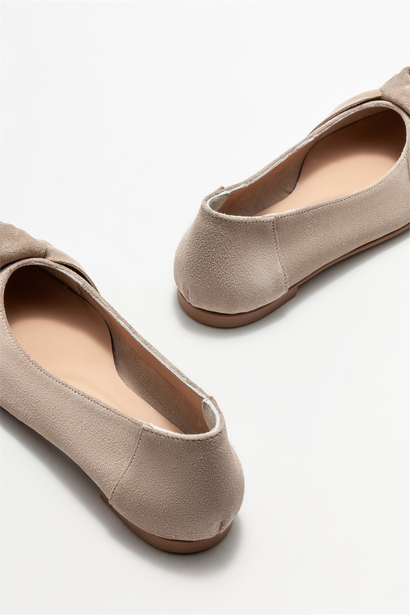 Bej deri kadın babet - Elle Shoes