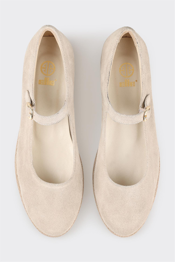 Bej deri kadın babet - Elle Shoes