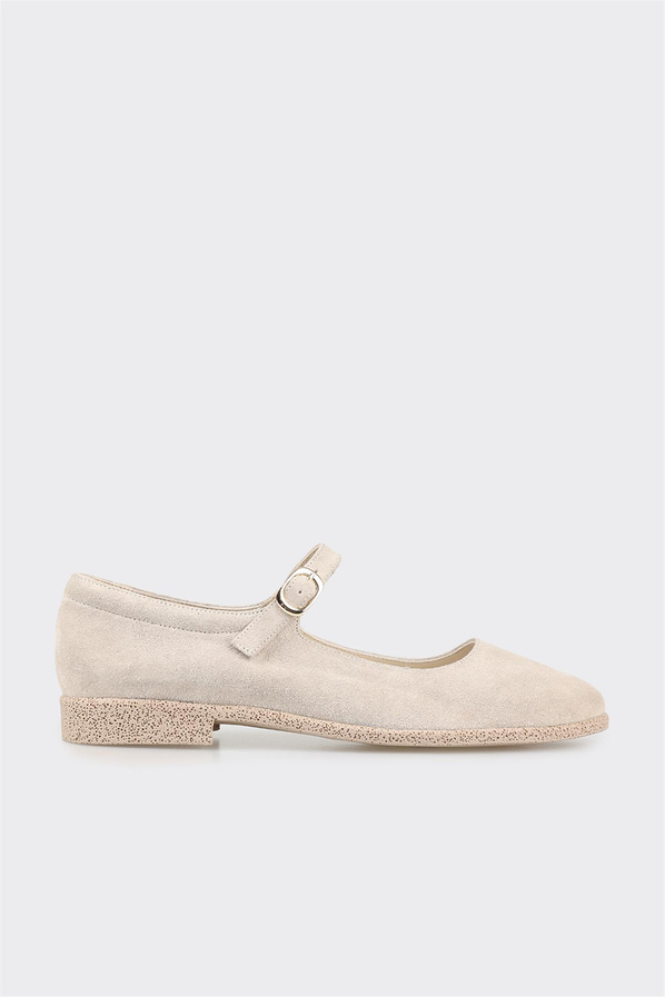 Bej deri kadın babet - Elle Shoes