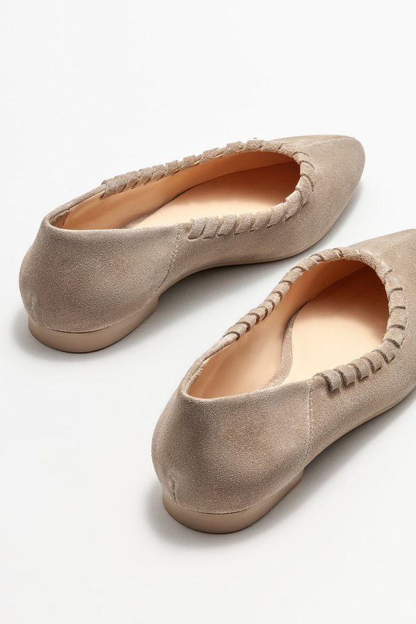 Bej deri kadın babet - Elle Shoes
